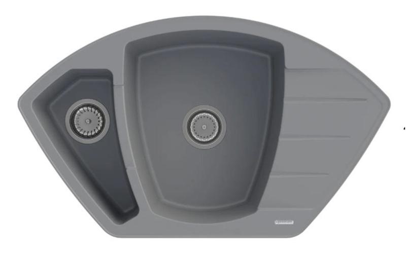 Graniteland Monte Γκρανίτης γκρίζος Νεροχύτης γωνιακός επιφάνειας 901x538mm με βύσμα ανοξείδωτου χάλυβα 1208971416