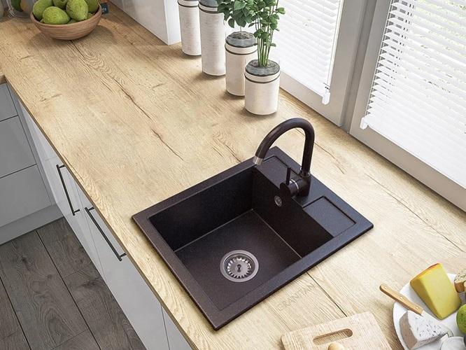 Graniteland Prest Γρανίτης Arduin look νεροχύτης Tapwing με τρύπα για βρύση επιφάνειας 400x500mm με ανοξείδωτο πώμα 1208971420