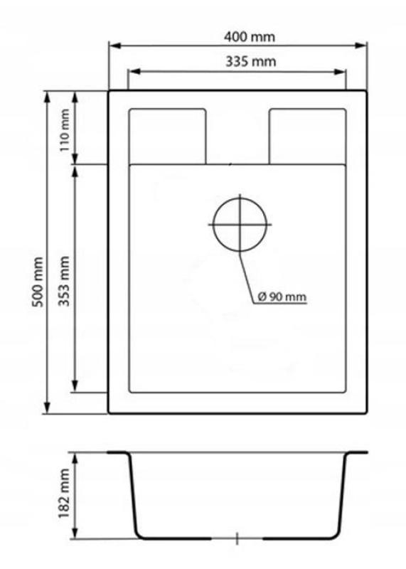 Graniteland Prest Γρανίτης μπεζ νεροχύτης Tapwing με τρύπα για βρύση επιφάνειας 400x500mm με Πρίζα από Ανοξείδωτο Χάλυβα 1208971422