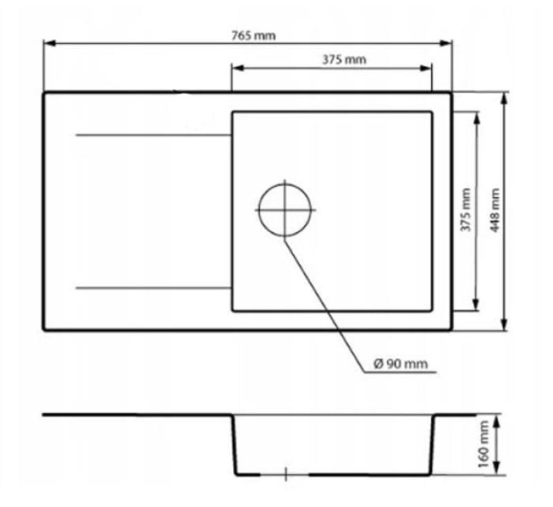 Graniteland Liri Γρανίτης Arduin Πέτρινο look νεροχύτης με στραγγιστικό τμήμα 765x448 mm 1208971437