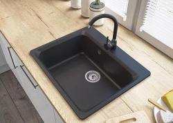Graniteland Vastone Γρανίτης Νεροχύτης 619x522 mm Μαύρος Επιφάνειας με Τρύπα για Βρύση και Πρίζα από Ανοξείδωτο Χάλυβα 1208971443