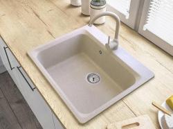 Graniteland Vastone Γρανιτένια Νεροχύτη 619x522 mm Μπεζ Επιφάνειας με Τρύπα για Βρύση και Πρίζα από Ανοξείδωτο Ατσάλι 1208971444