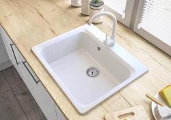 Graniteland Vastone Γρανιτένιος Νεροχύτης 619x522 mm Λευκός Επιφάνειας με Τρύπα Βρύσης και Πρίζα από Ανοξείδωτο Χάλυβα 1208971445