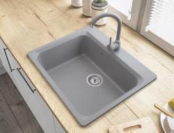 Graniteland Vastone Γρανίτης Νεροχύτης 619x522 mm Γκρι Επιφάνειας με Τρύπα για Βρύση και Πρίζα από Ανοξείδωτο Χάλυβα 1208971448