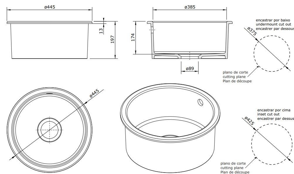 Ausmann Ceramic Ember Κεραμικός Λευκός Κυκλικός Νιπτήρας Επιφάνειας και Υποκατασκευής με Gun metal φίλτρο 1208971463