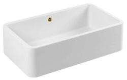 Ausmann Ceramic Mira Κεραμικός Λευκός Νεροχύτης - Υποκατασκευή και Ενδιάμεση Κατασκευή 795 x 460 mm με Χρυσή Πρίζα 1208971466