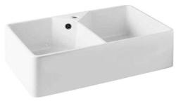 Ausmann Ceramic Mira Κεραμικός Λευκός Διπλός Νεροχύτης - Υποδομή και Ενδιάμεση Δόμηση 793 x 450 mm με τρύπα για βρύση και μεταλλικό πώμα Gun 1208971478