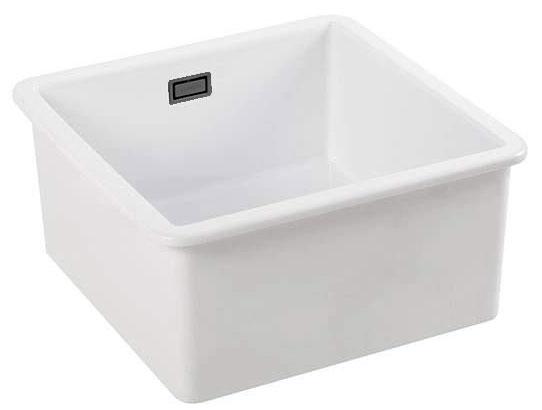 Ausmann Ceramic Ember Κεραμικό Λευκό Τετράγωνο Νεροχύτης Επιφάνειας και Υποδομής 40 x 40 εκ. με μεταλλικό βύσμα Gun metal 1208971483