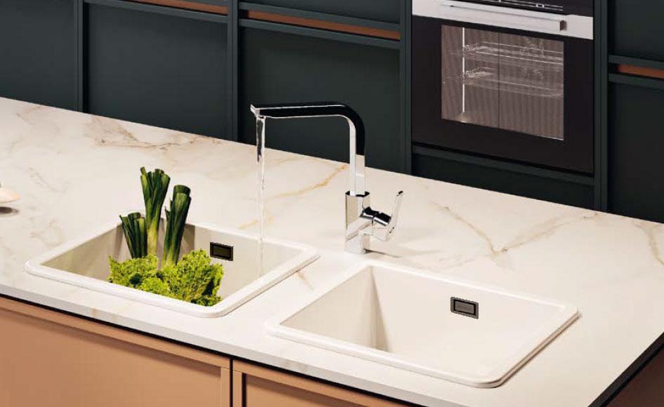 Ausmann Ceramic Ember Κεραμικό Λευκό Τετράγωνο Νεροχύτης Επιφάνειας και Υποδομής 40 x 40 εκ. με μεταλλικό βύσμα Gun metal 1208971483