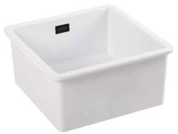 Ausmann Ceramic Ember Κεραμικός Λευκός Τετράγωνος Νεροχύτης Επιφάνειας και Εντοιχισμένος 40 x 40 εκ. με Μαύρο Πώμα 1208971484