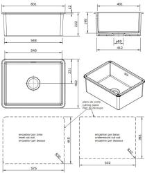 Ausmann Ceramic Ember Κεραμικός λευκός νεροχύτης - Επιφάνεια και υποστήριξη 54 x 40 εκ. με Gun metal plug 1208971493