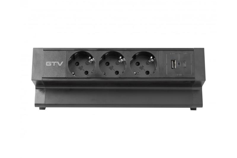 Πολύπριζο επίπλου BASCO, 3xSHUKO, USB A+C, καλώδιο 1.5 μ, μαύρο