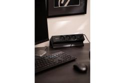 Πρίζα επίπλων Basco, 3 x πρίζα με γείωση, USB A+C, καλώδιο 1.5μ, μαύρο με στήριξη