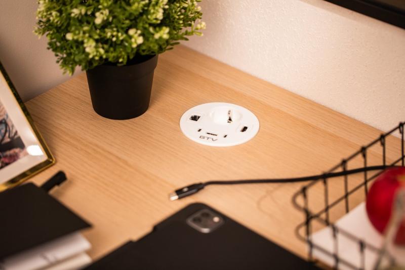 Πρίζα επίπλων RONDO, 1xSHUKO, 1xUSB-A, 2xUSB-C, HDMI, καλώδιο RJ45 1.5 μ, λευκό