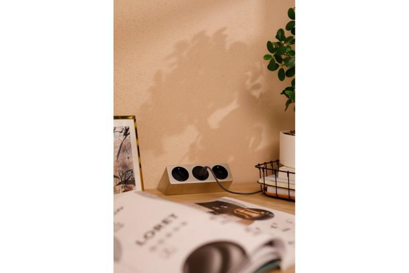 Πρίζα επίπλου SOFITO, 2xSHUKO, USB A+C, καλώδιο 1.5 μ, ανοξείδωτο ατσάλι