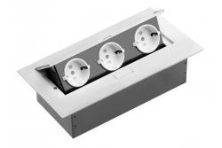 Πρίζα επίπλων, 3xSHUKO, καλώδιο 1.5 m, λευκό