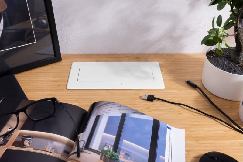 Πρίζα επίπλων MULTISOFT, 2xSHUKO, USB A+C, RJ45, καλώδιο 1.5 m, λευκό