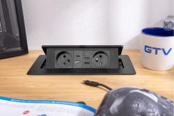 MULTISOFT Πρίζα Επίπλων 2x Πρίζες με Γείωση, USB A+C, RJ45, Καλώδιο Ρεύματος με Βύσμα, Μαύρο