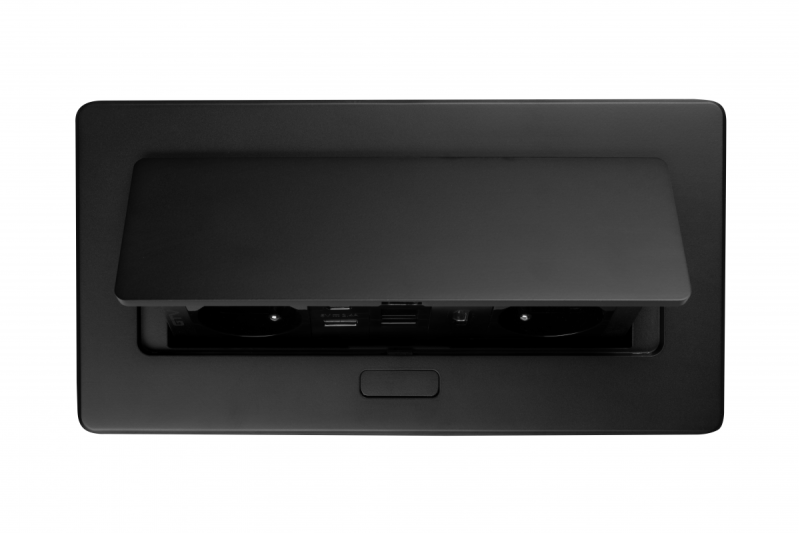 Πρίζα επίπλων MULTISOFT, 2xSHUKO, USB A+C, RJ45, καλώδιο HDMI 1.5 m, μαύρο