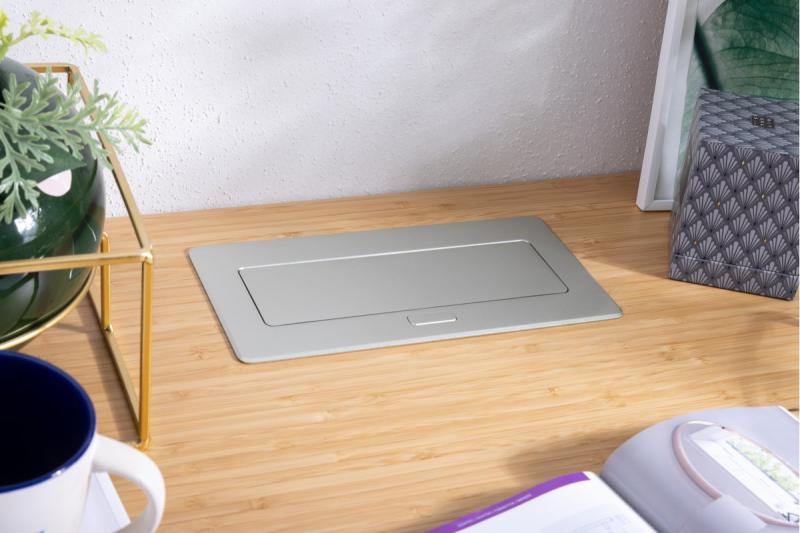 Πολυπρίζα MULTISOFT επίπλων 2x Πρίζα με γείωση, USB A+C, RJ45, HDMI, Καλώδιο ρεύματος με βύσμα, Αλουμίνιο