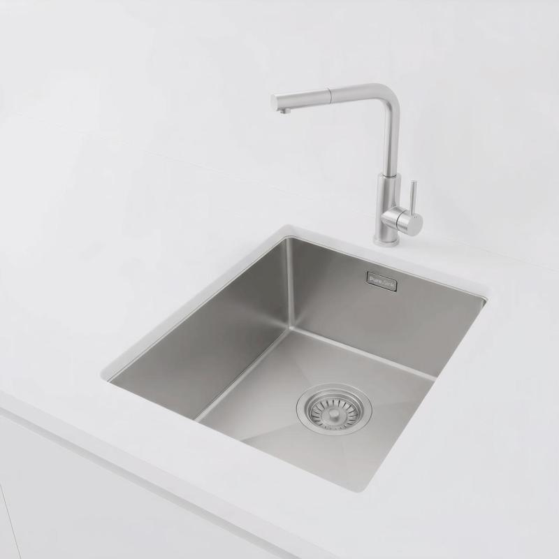 Pure.Sink Luxion Νεροχύτης από ανοξείδωτο χάλυβα 36x40 cm, υποστύλωσης, επίπεδης εγκατάστασης και επιφανείας PLX3640-02