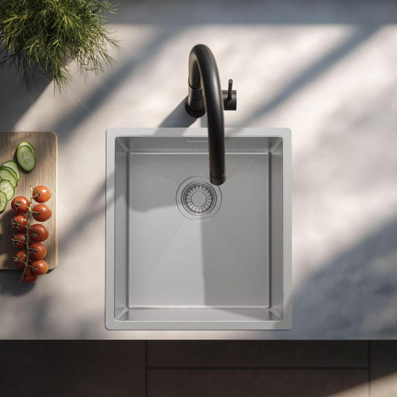 Pure.Sink Luxion Νεροχύτης από ανοξείδωτο χάλυβα 36x40 cm, υποστύλωσης, επίπεδης εγκατάστασης και επιφανείας PLX3640-02