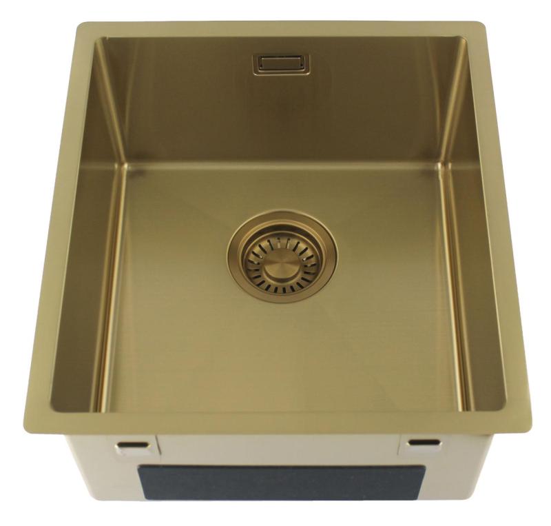 Pure.Sink Luxion Χρυσό νεροχύτη 36x40 cm για υποστύλωμα, επίπεδη εγκατάσταση και επιφανειακή εγκατάσταση PLX3640-60