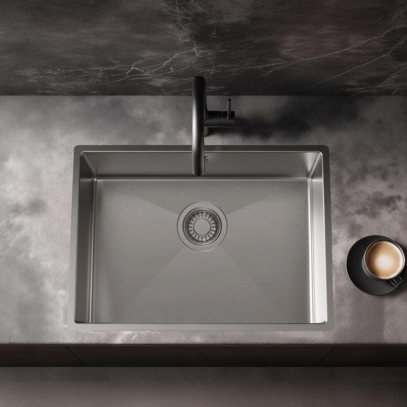 Pure.Sink Luxion Νεροχύτης από ανοξείδωτο χάλυβα 50x40 cm, υποστύλωσης, επίπεδης εγκατάστασης και επιφανείας PLX5040-02
