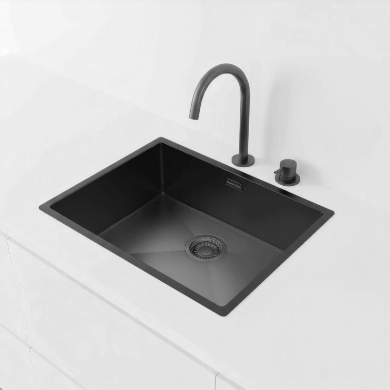 Pure.Sink Luxion PVD Μαύρο νεροχύτη 50x40 cm για εγκατάσταση κάτω από πάγκο, επίπεδη εγκατάσταση και επιφανειακή εγκατάσταση PLX5040-63