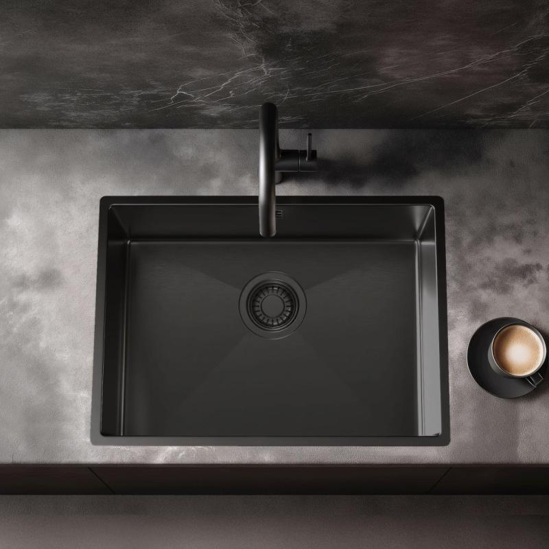 Pure.Sink Luxion PVD Μαύρο νεροχύτη 50x40 cm για εγκατάσταση κάτω από πάγκο, επίπεδη εγκατάσταση και επιφανειακή εγκατάσταση PLX5040-63