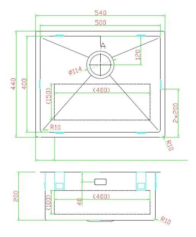 Pure.Sink Luxion PVD Μαύρο νεροχύτη 50x40 cm για εγκατάσταση κάτω από πάγκο, επίπεδη εγκατάσταση και επιφανειακή εγκατάσταση PLX5040-63