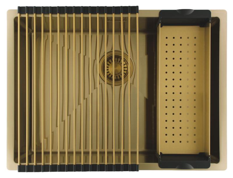 Pure.Sink Luxion Χρυσό νεροχύτη 55x40 cm για εγκατάσταση κάτω από πάγκο, επίπεδη εγκατάσταση και επιφανειακή εγκατάσταση PLX5540-60