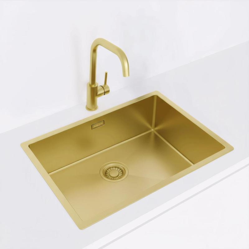 Pure.Sink Luxion Χρυσό νεροχύτη 55x40 cm για υποστύλωμα, επίπεδη εγκατάσταση και επιφανειακή εγκατάσταση PLX5540-60