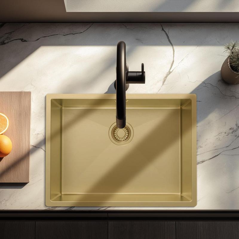 Pure.Sink Luxion Χρυσό νεροχύτη 55x40 cm για υποστύλωμα, επίπεδη εγκατάσταση και επιφανειακή εγκατάσταση PLX5540-60