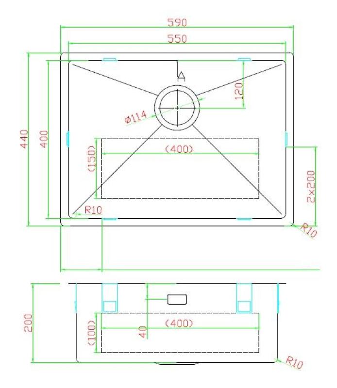 Pure.Sink Luxion Χρυσό νεροχύτη 55x40 cm για υποστύλωμα, επίπεδη εγκατάσταση και επιφανειακή εγκατάσταση PLX5540-60