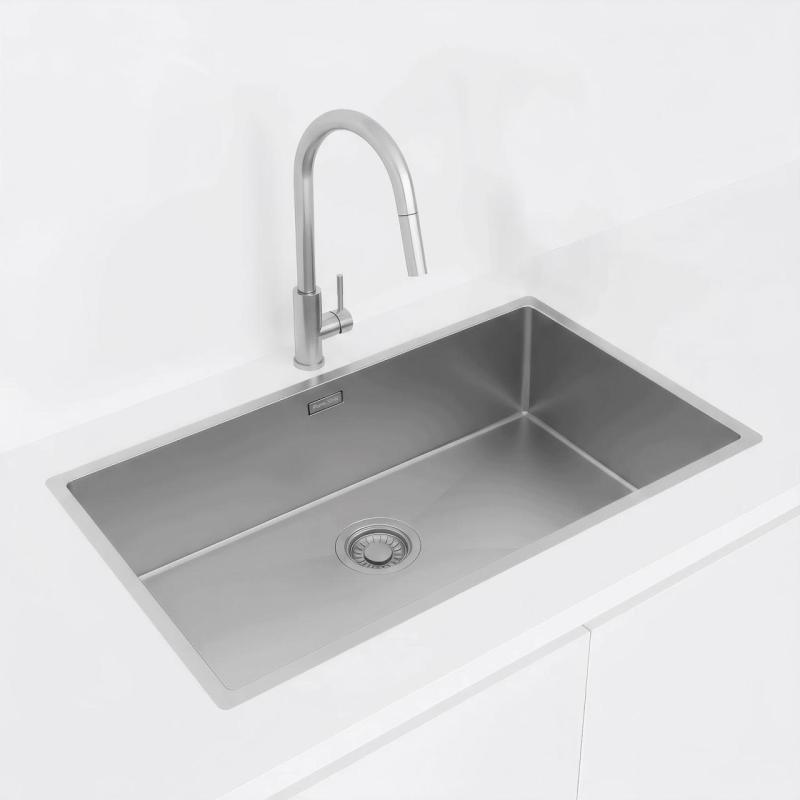 Pure.Sink Luxion Μεγάλο νεροχύτη από ανοξείδωτο χάλυβα 74x40 cm για υποστύλωμα, επίπεδη εγκατάσταση και επιφανειακή εγκατάσταση PLX7440-02
