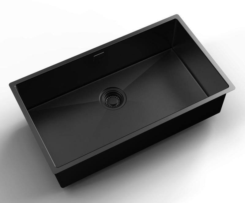 Pure.Sink Luxion Μεγάλο μαύρο νεροχύτη PVD 74x40 cm για υποστύλωση, επίπεδη εγκατάσταση και επιφανειακή εγκατάσταση PLX7440-63