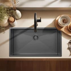 Pure.Sink Luxion Μεγάλο νεροχύτη Gun metal 74x40 cm για υποστύλωση, επίπεδη εγκατάσταση και επιφανειακή εγκατάσταση PLX7440-61