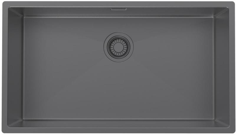 Pure.Sink Luxion Μεγάλο νεροχύτη Gun metal 74x40 cm για υποστύλωση, επίπεδη εγκατάσταση και επιφανειακή εγκατάσταση PLX7440-61