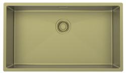 Pure.Sink Luxion Μεγάλο χρυσό νεροχύτη 74x40 cm για εγκατάσταση κάτω από πάγκο, επίπεδη εγκατάσταση και επιτοίχια εγκατάσταση PLX7440-60