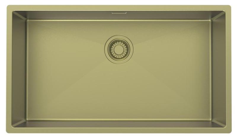 Pure.Sink Luxion Μεγάλο χρυσό νεροχύτη 74x40 cm για εγκατάσταση κάτω από πάγκο, επίπεδη εγκατάσταση και επιτοίχια εγκατάσταση PLX7440-60