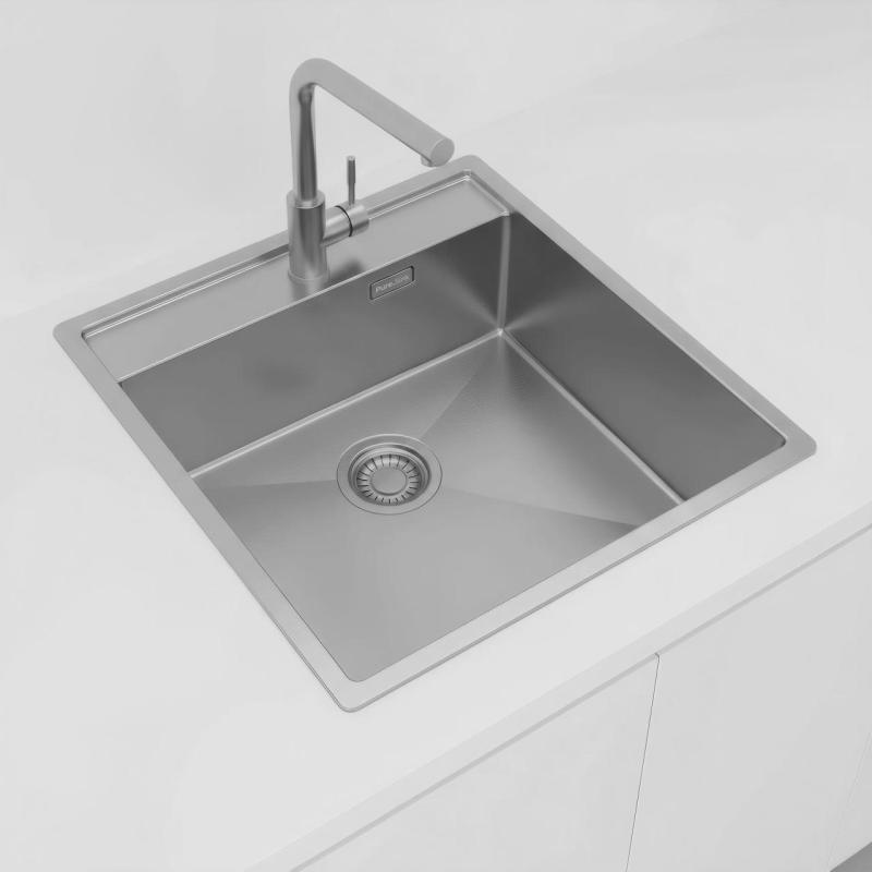 Pure.Sink Luxion Νержаδένιο νεροχύτη 51x50 cm Tapwing με οπή για βρύση PLX5150T-02