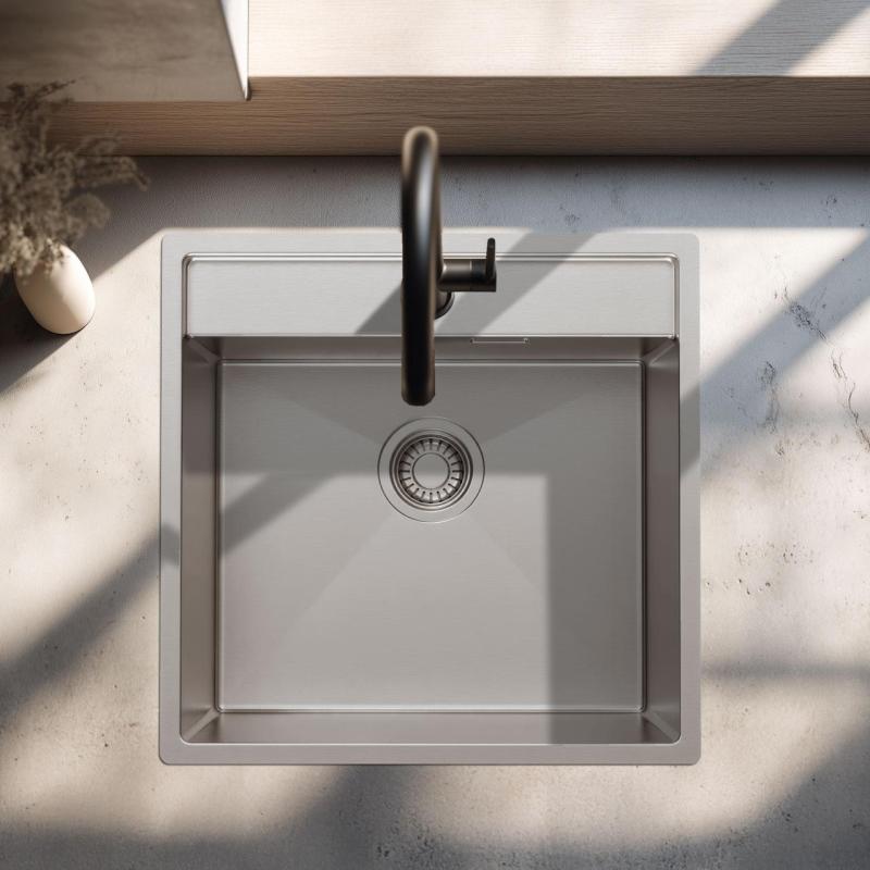 Pure.Sink Luxion Νержаδένιο νεροχύτη 51x50 cm Tapwing με οπή για βρύση PLX5150T-02