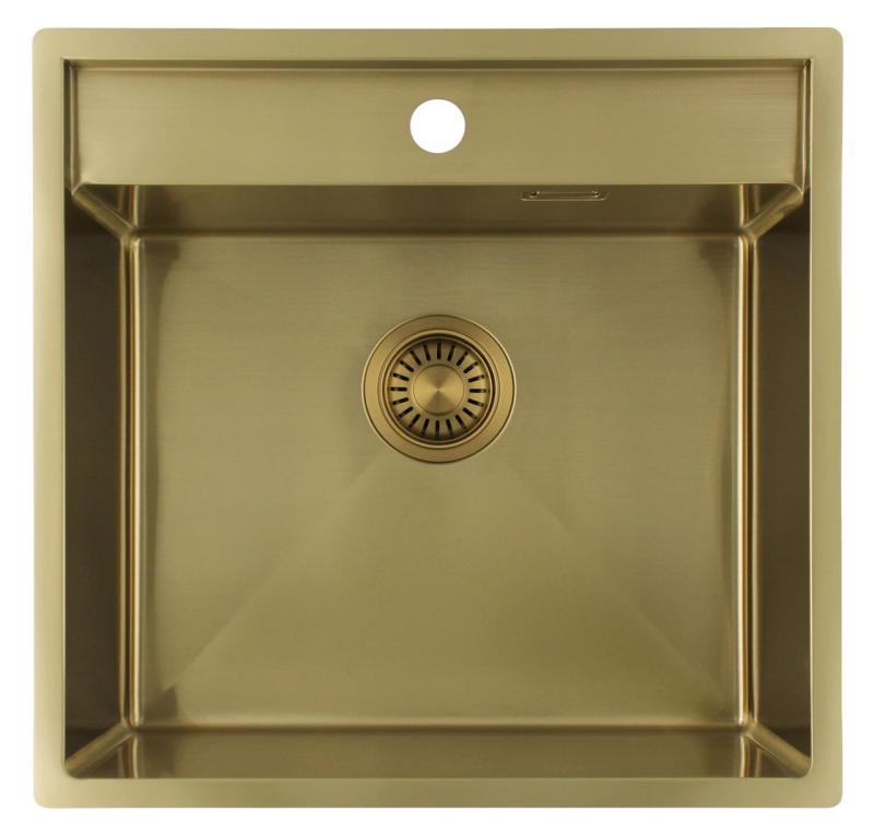 Pure.Sink Luxion Χρυσό νεροχύτη 51x50 cm Tapwing με οπή για βρύση PLX5150T-60