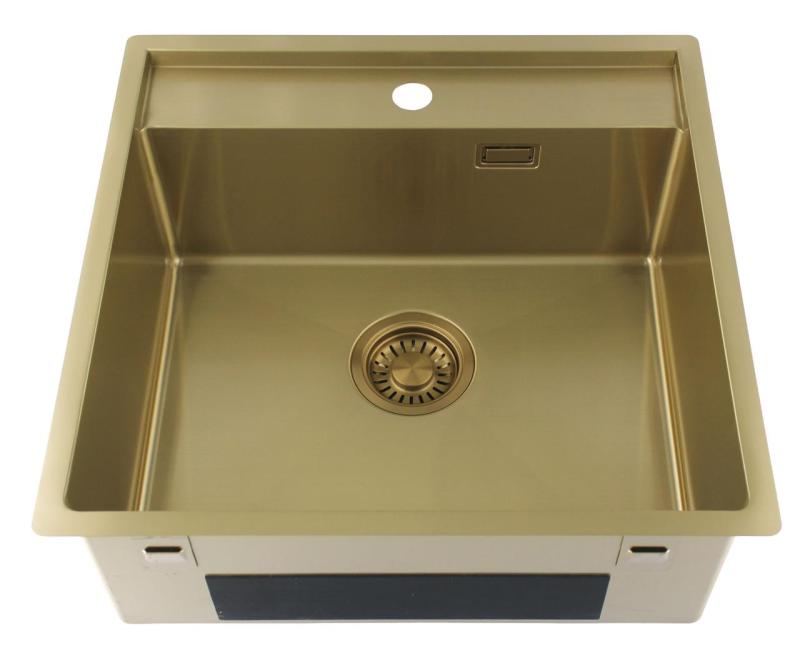 Pure.Sink Luxion Χρυσό νεροχύτη 51x50 cm Tapwing με οπή για βρύση PLX5150T-60