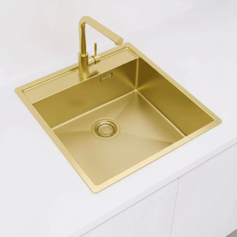 Pure.Sink Luxion Χρυσό νεροχύτη 51x50 cm Tapwing με βάση για βρύση PLX5150T-60