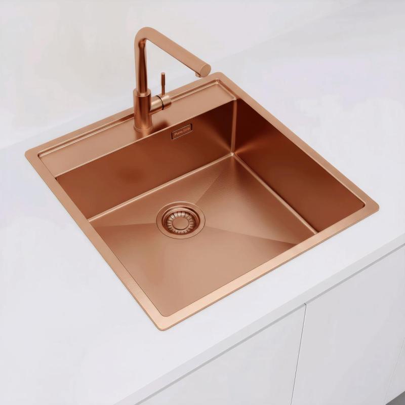 Pure.Sink Luxion Χάλκινο νεροχύτη 51x50 cm Tapwing με βάση για βρύση PLX5150T-62