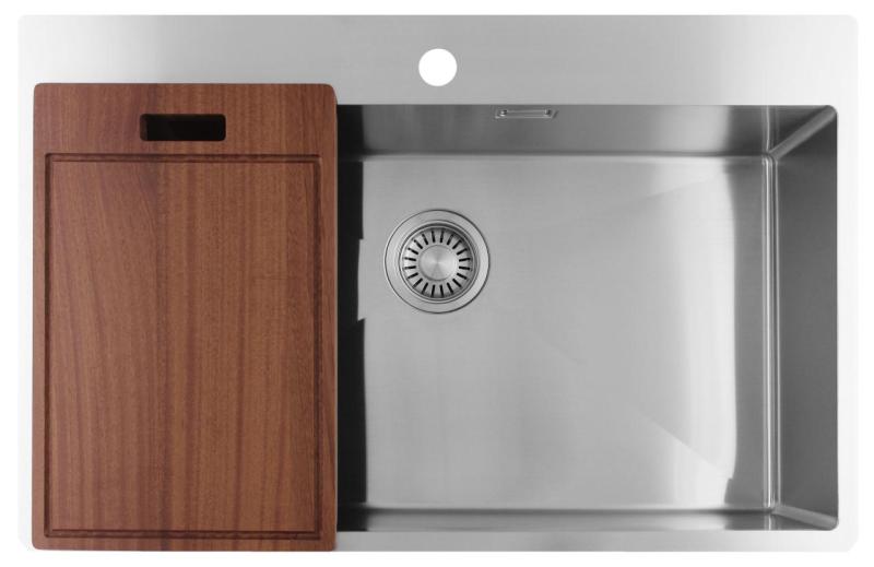 Pure.Sink Luxion Μεγάλο νεροχύτη από ανοξείδωτο χάλυβα 78x50 cm Tapwing με βάση για βρύση PLX7850T-02