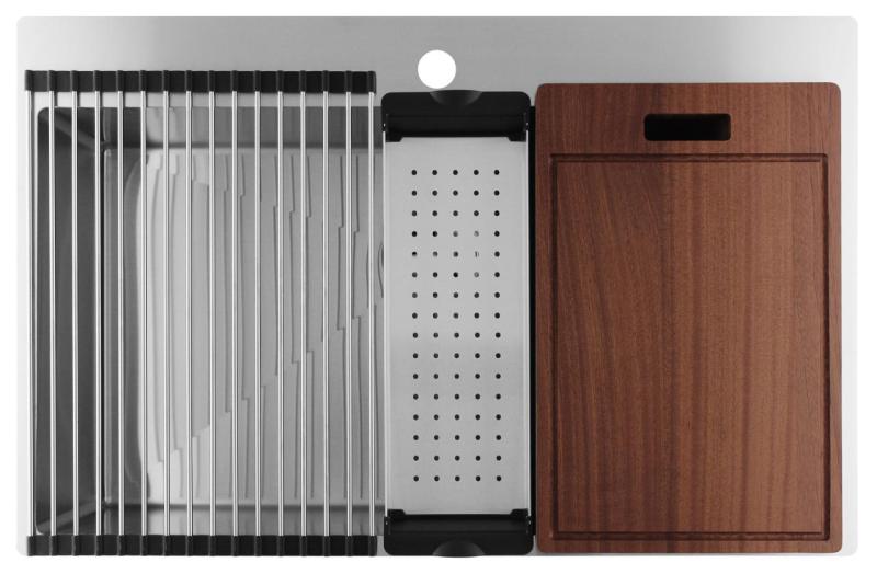 Pure.Sink Luxion Μεγάλο νεροχύτη από ανοξείδωτο χάλυβα 78x50 cm Tapwing με βάση για βρύση PLX7850T-02