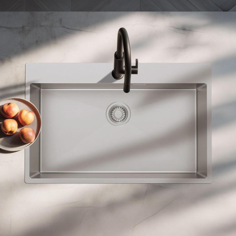Pure.Sink Luxion Μεγάλο νεροχύτη από ανοξείδωτο χάλυβα 78x50 cm Tapwing με βάση για βρύση PLX7850T-02